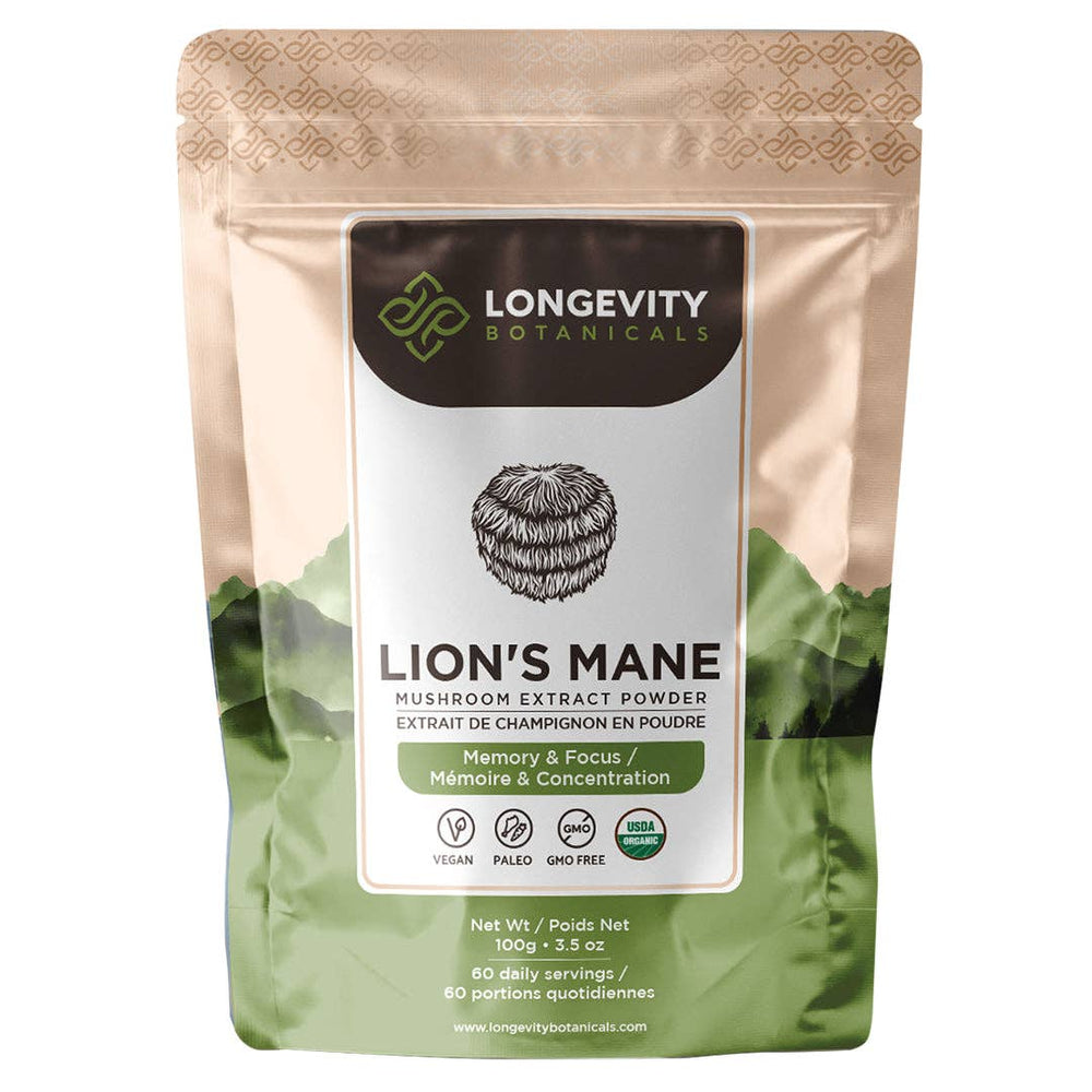 Longevity Botanicals - Organic Lion's Mane Mushroom Extract (100g Powder)