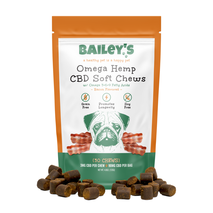 Bailey's - Bacon Flavored Omega-3 Hemp CBD Soft Chews - for Pets