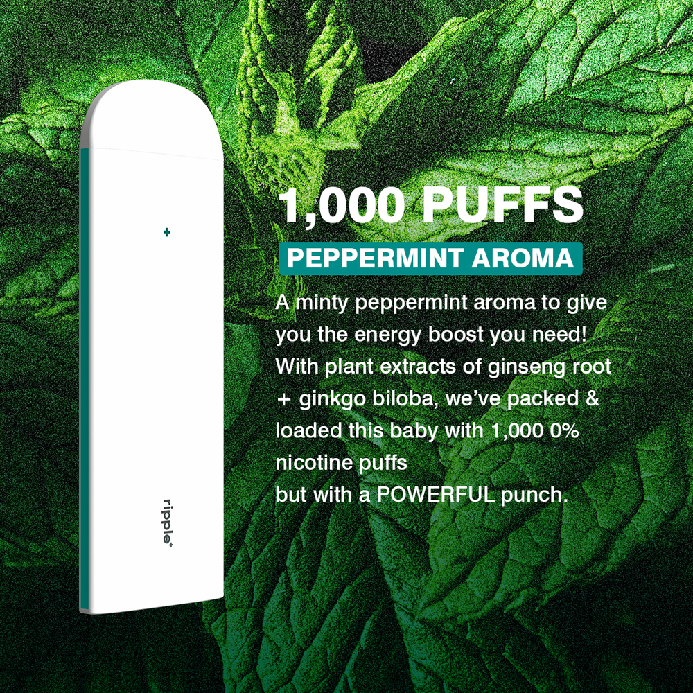 
                  
                    Ripple+ Power - Peppermint Zero Nicotine Diffuser - 1,000 Puffs: 40g
                  
                