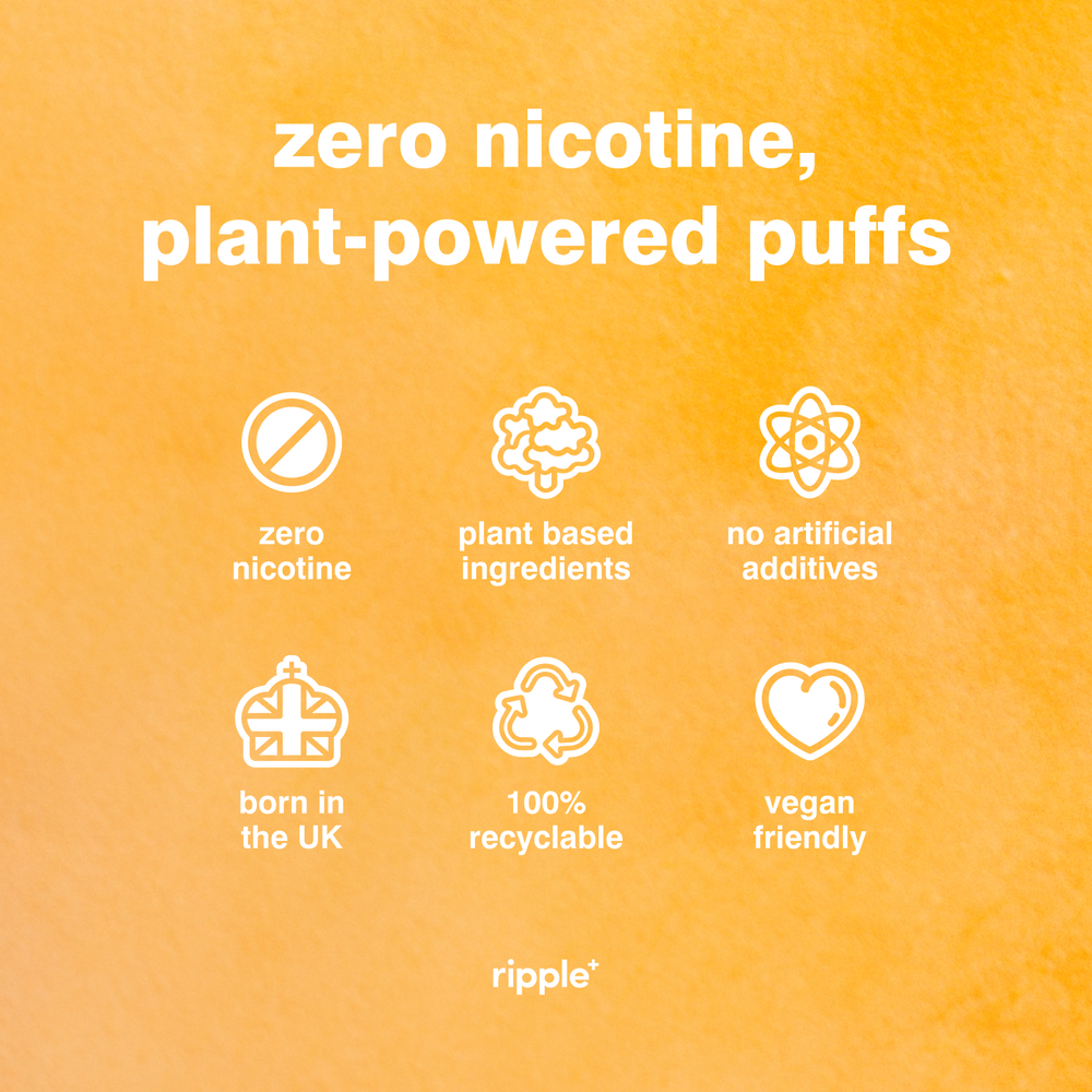 
                  
                    Ripple+ Happy - Passionfruit Zero Nicotine Diffuser - 1,000 Puffs: 40g
                  
                