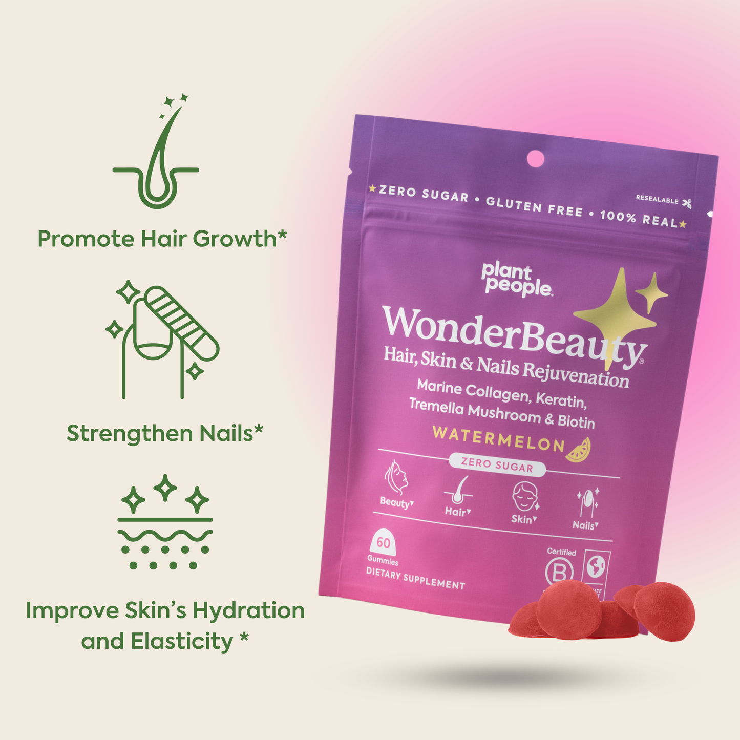 
                  
                    Plant People - WonderBeauty - Hair, Skin & Nails Gummies
                  
                