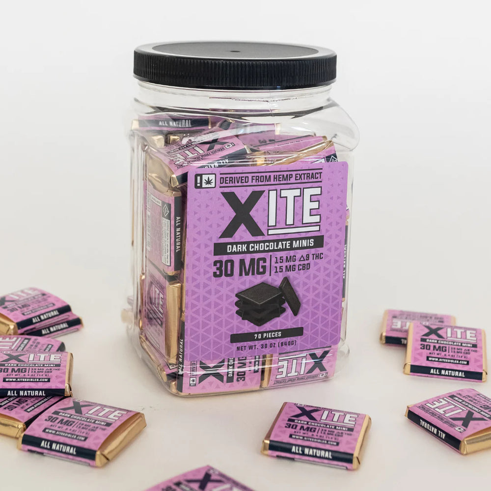 
                  
                    Xite - Dark Chocolate Minis 15mg THC/15mg CBD - 1pc
                  
                