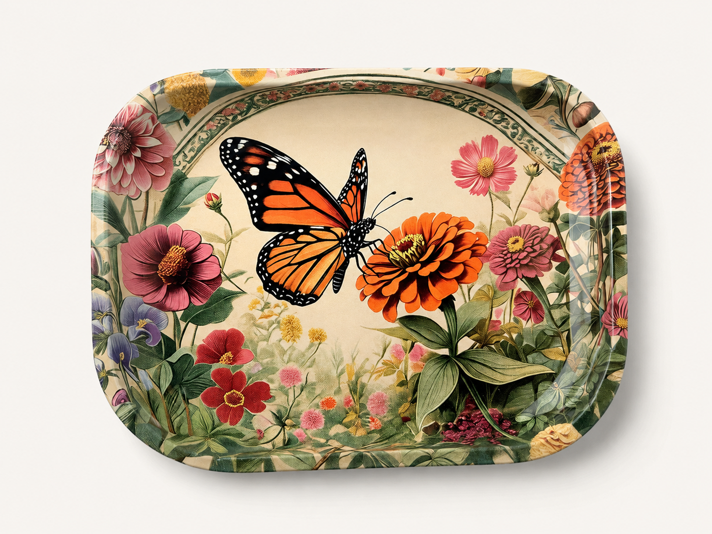 
                  
                    World Buyers - Monarch Zinnia Garden Metal Tray - MT125
                  
                