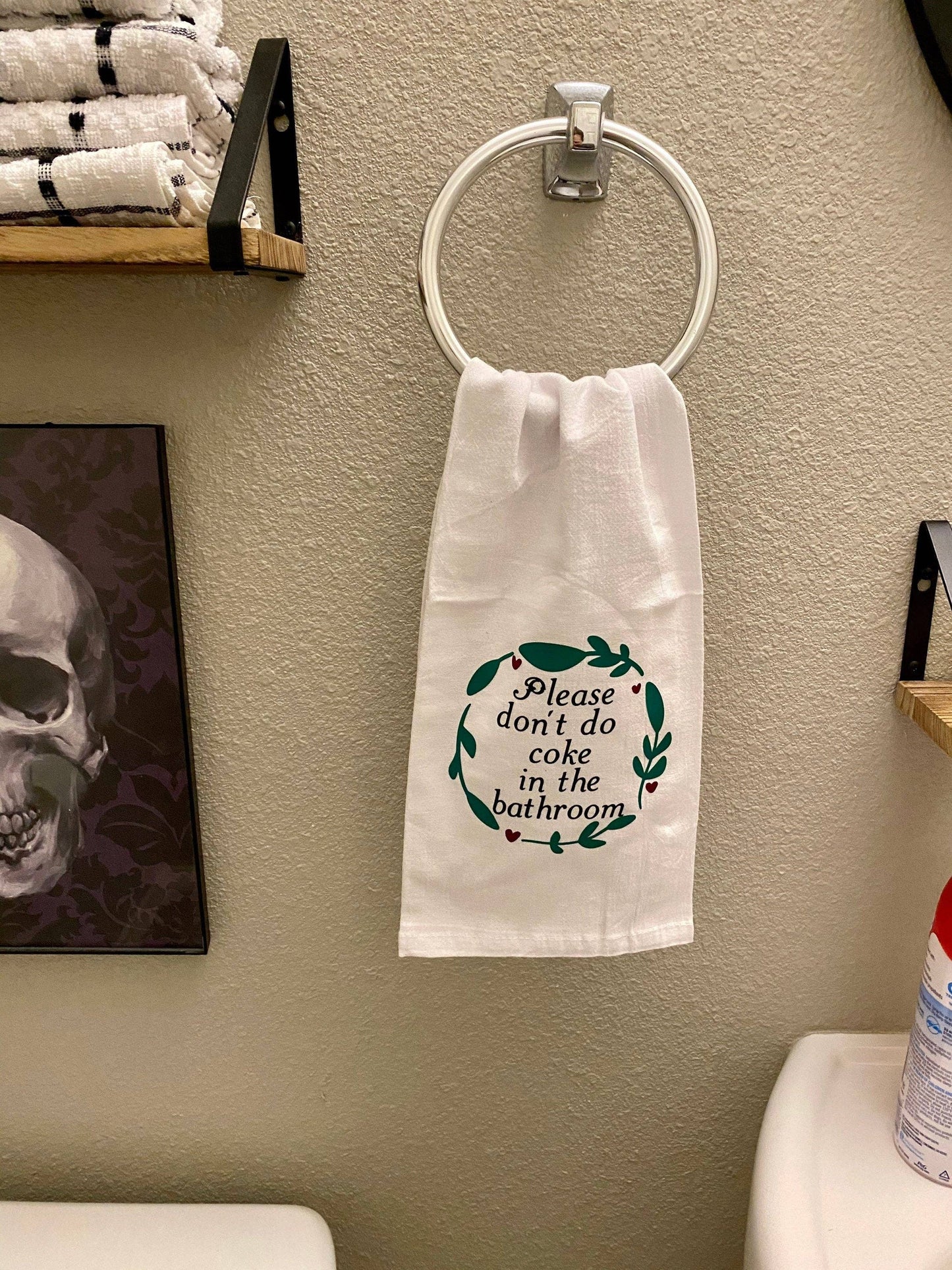 
                  
                    Three Black Cats Inc. - Please don't do coke in the bathroom, Bathroom Hand Towel
                  
                
