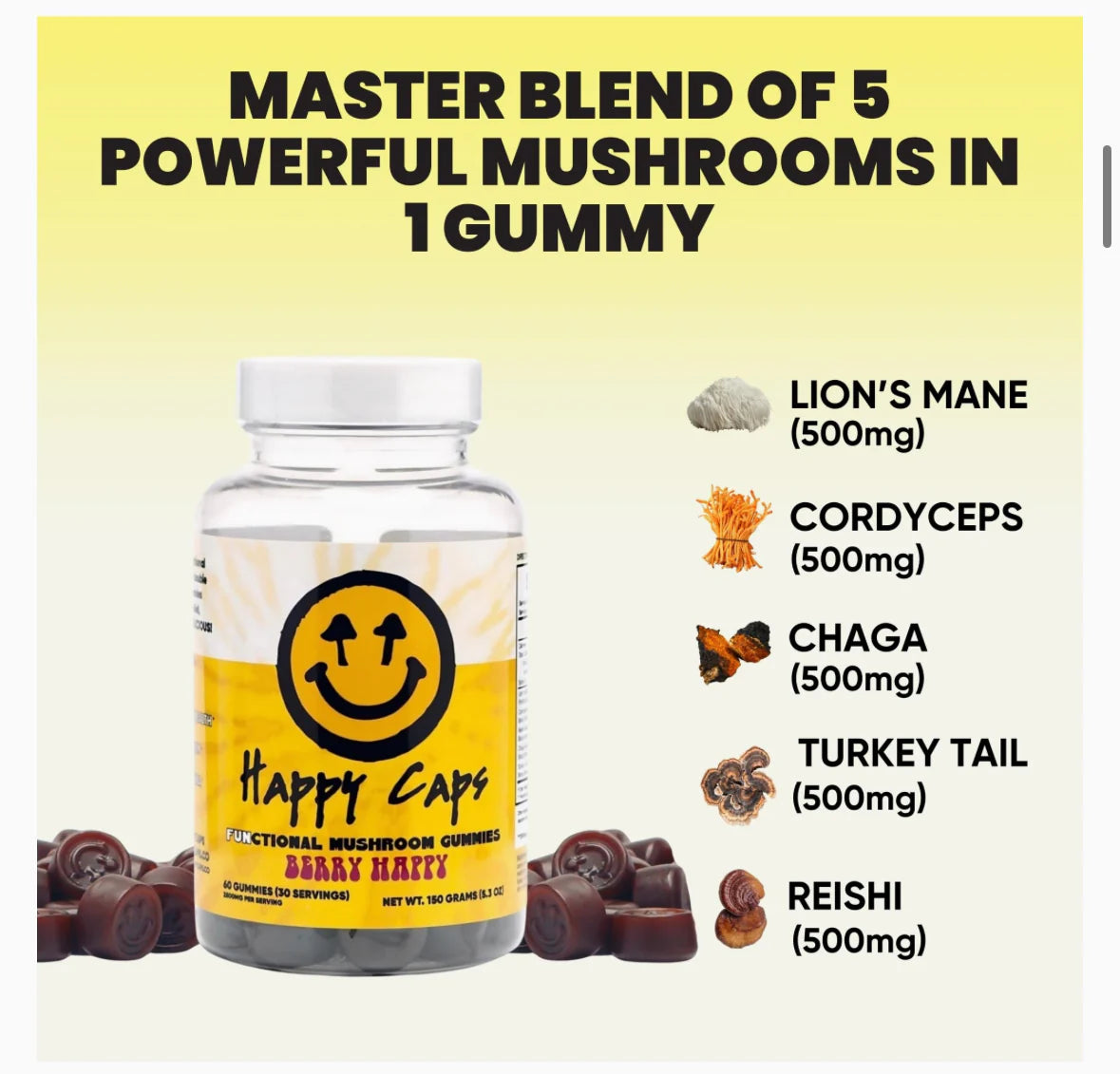 
                  
                    Happy Caps - FUNCTIONAL MUSHROOM GUMMIES
                  
                