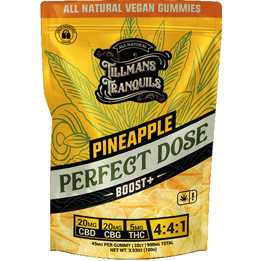 Tillmans Tranquils - Perfect Dose Gummies - Boost -20mg CBD/20mgCBG/5mg THC - 20ct