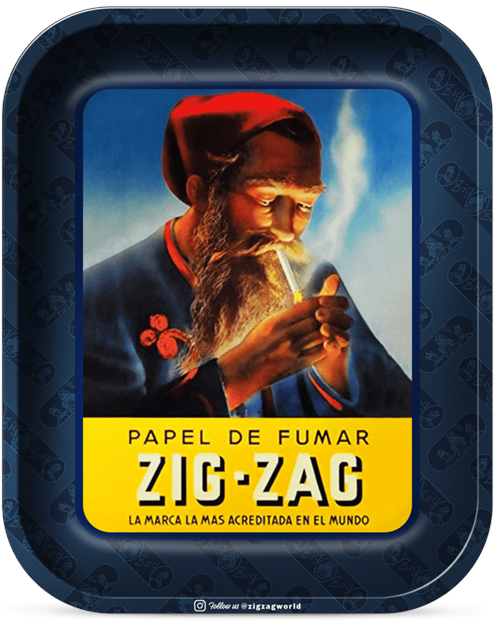 Zig-Zag Large Vintage Blue Rolling Tray