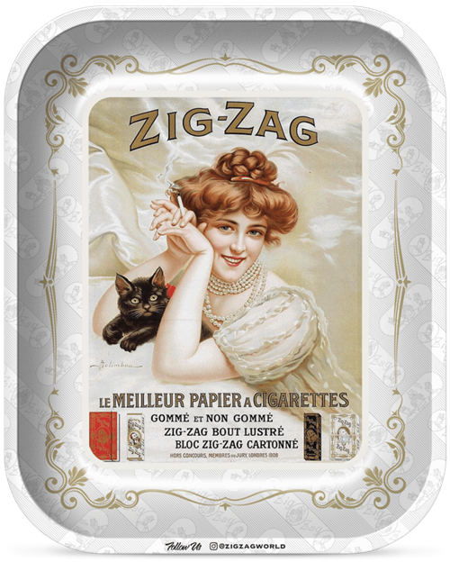 Zig-Zag Large Vintage White Rolling Tray