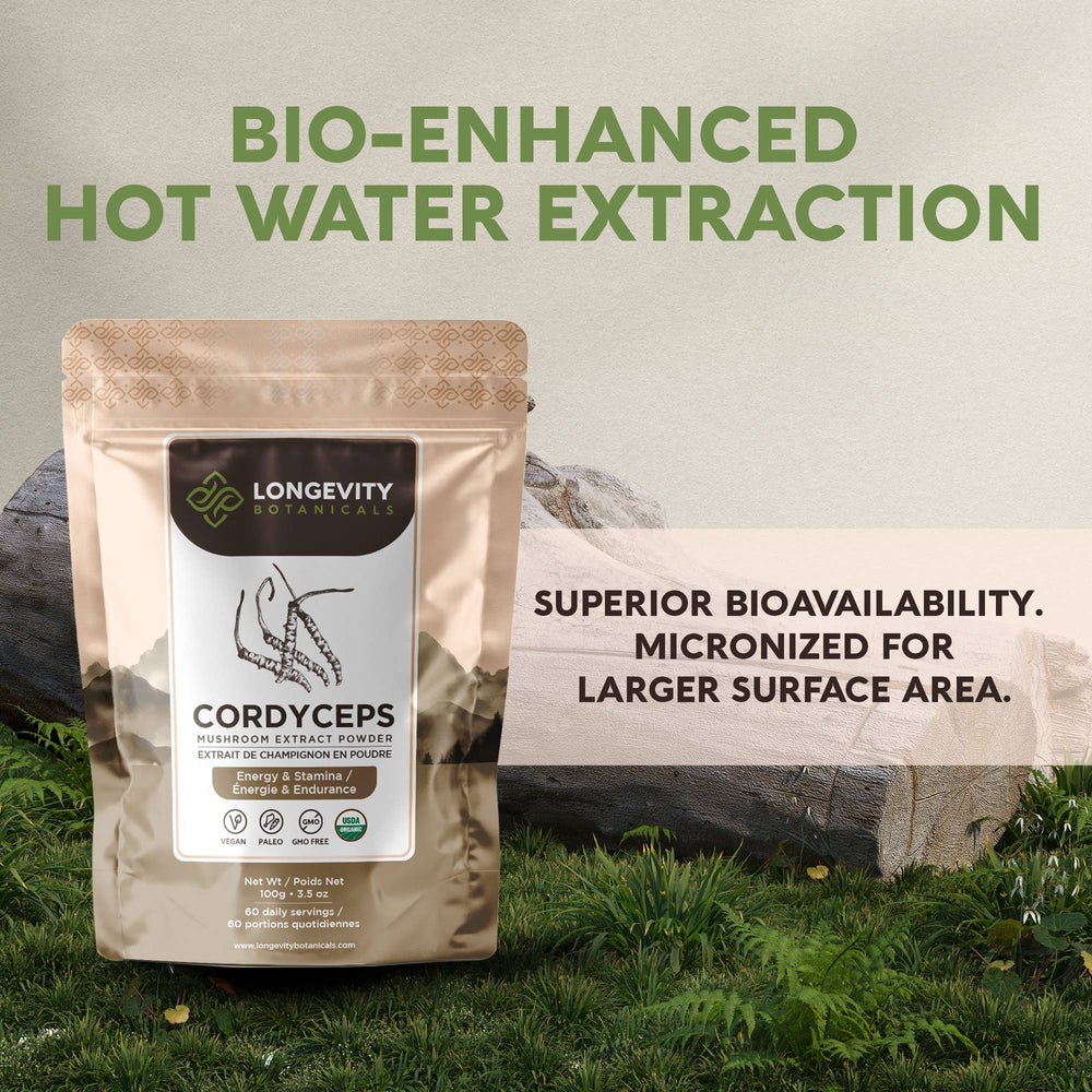 
                  
                    Longevity Botanicals - Organic Cordyceps Mushroom Extract Powder 100g
                  
                