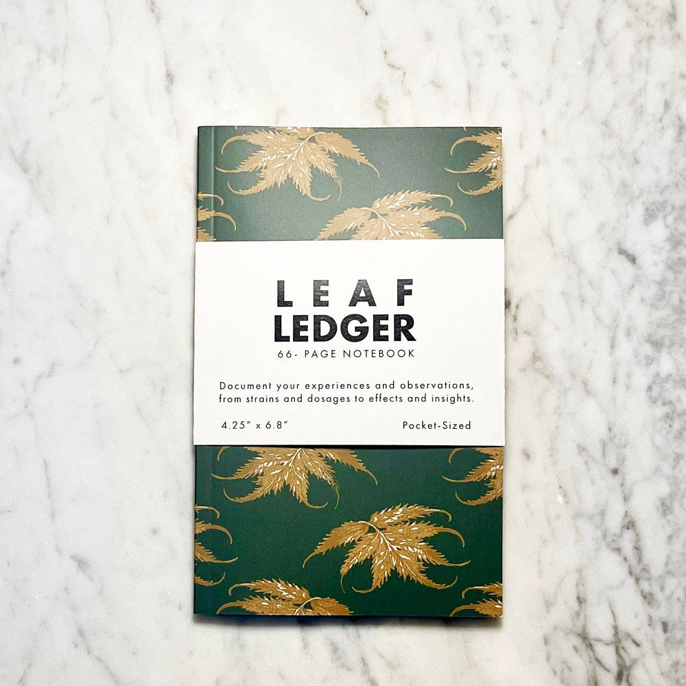 Set And Setting Stationery - Leaf Ledger Pocket-Sized Notebook (Emerald and Gold)