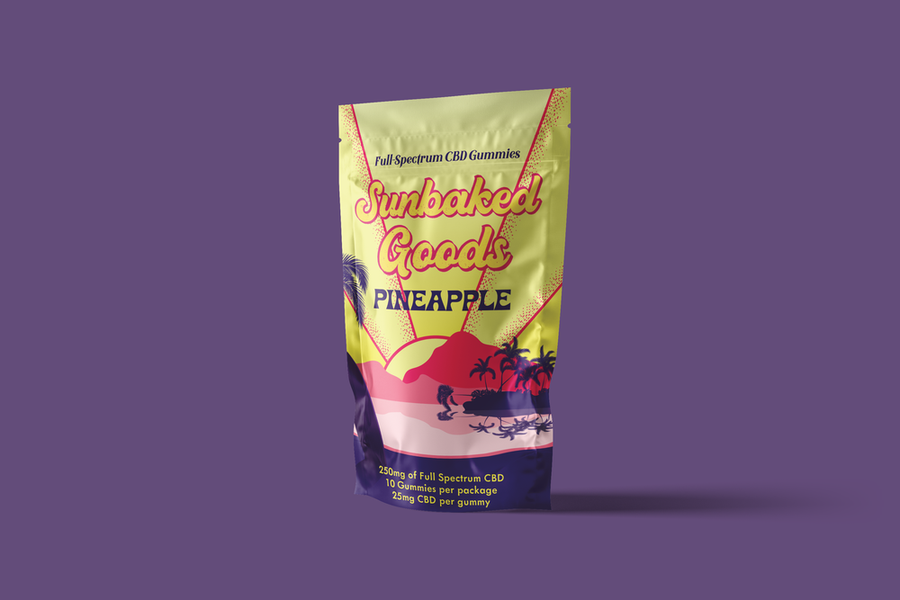 Sunbaked Goods - Pineapple 10ct-  25mg Hemp Infused Gummies (V) & (GF)