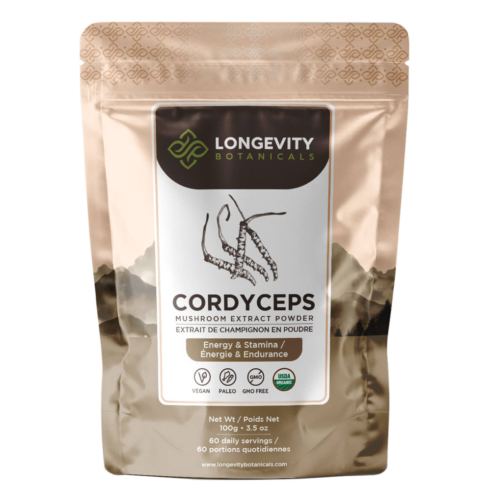 
                  
                    Longevity Botanicals - Organic Cordyceps Mushroom Extract Powder 100g
                  
                