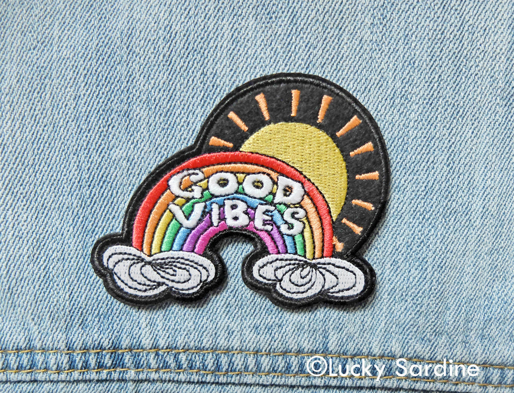 GOOD VIBES, Sunshine Rainbow Embroidered Patch