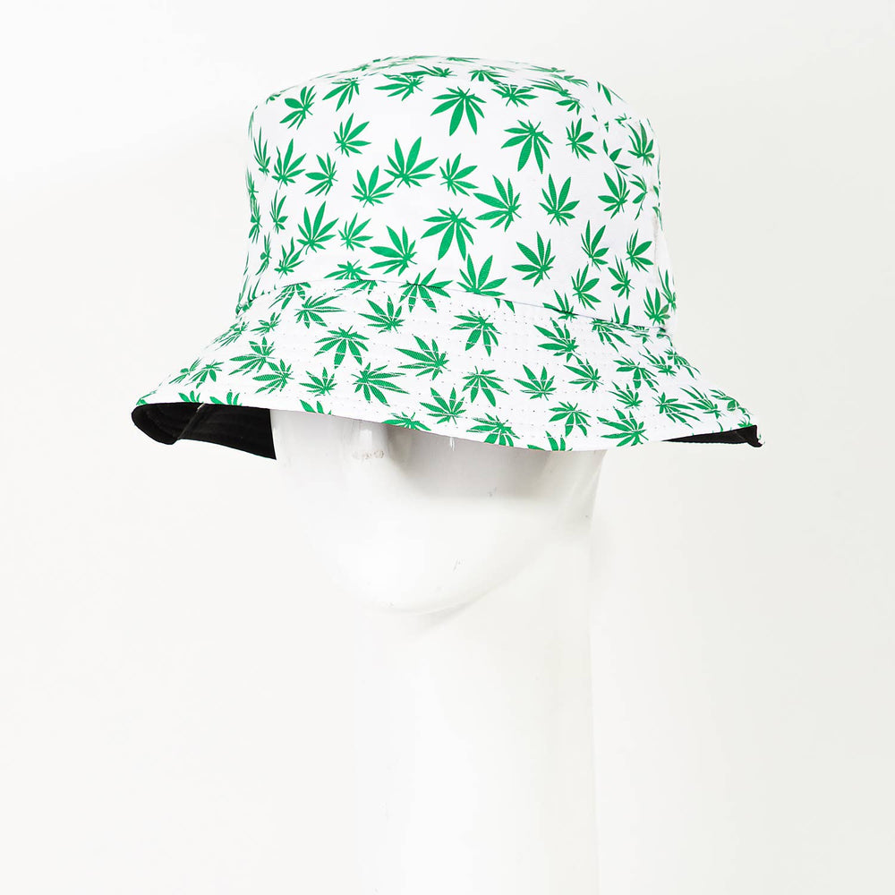 Mini Weed Leafs Print Bucket Hat