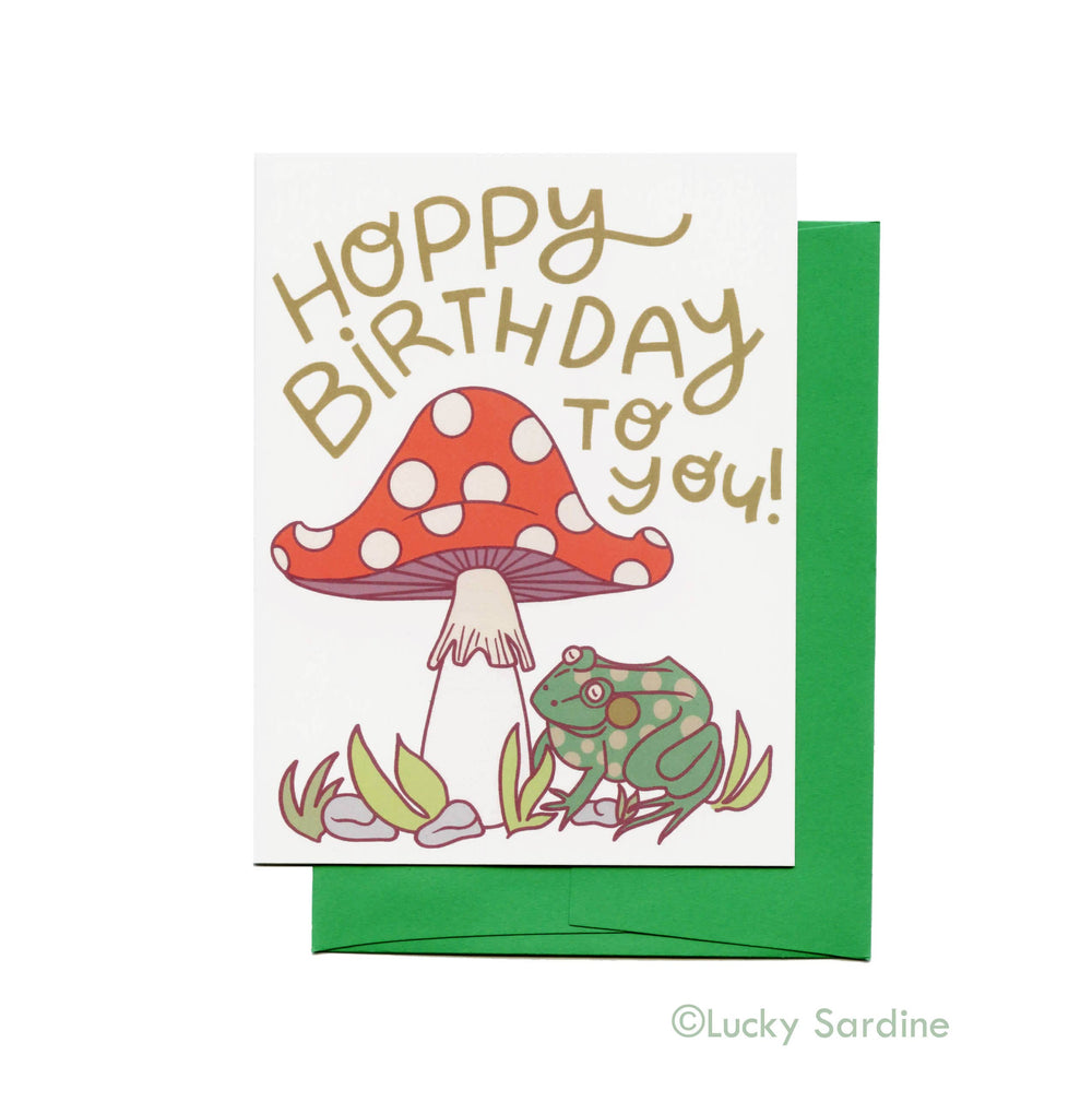 Mushroom Frog, Toad, Birthday Card