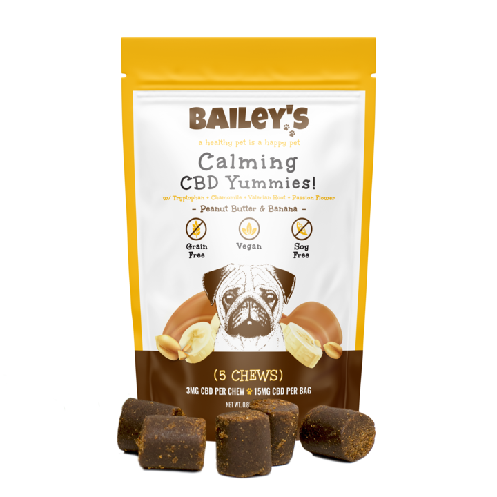 
                  
                    Bailey's - Peanut Butter Flavored Calming CBD Yummies! -  Chews for Pets
                  
                