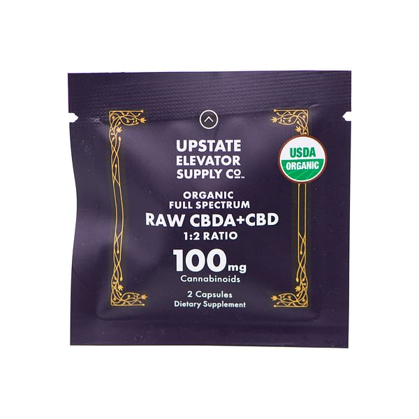Upstate Elevator Supply Co. - Organic Full Spectrum Raw CBDA+CBD Capsules 100mg - 2 ct