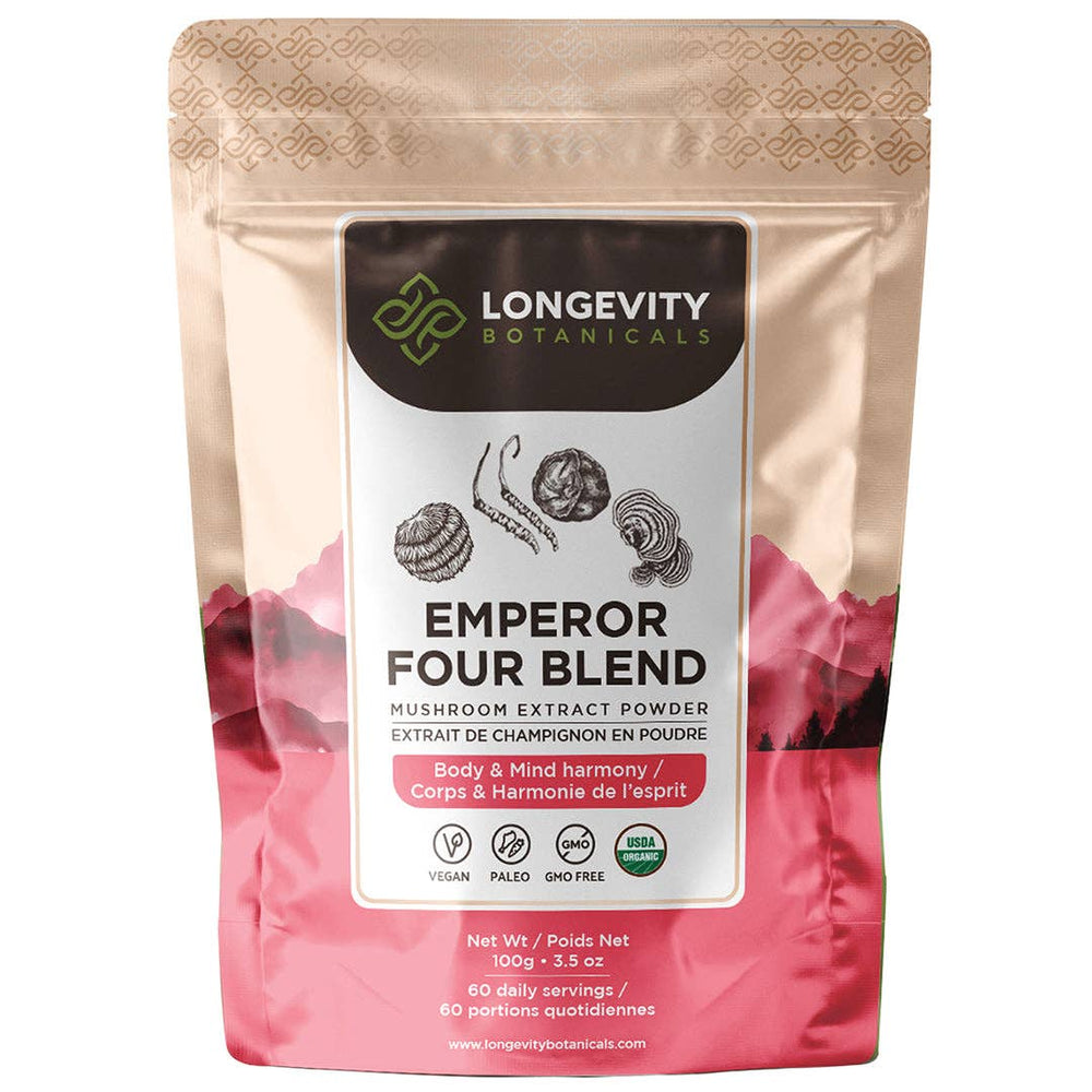 Longevity Botanicals - Organic Emperor 4 Blend  Mushroom Extract Powder