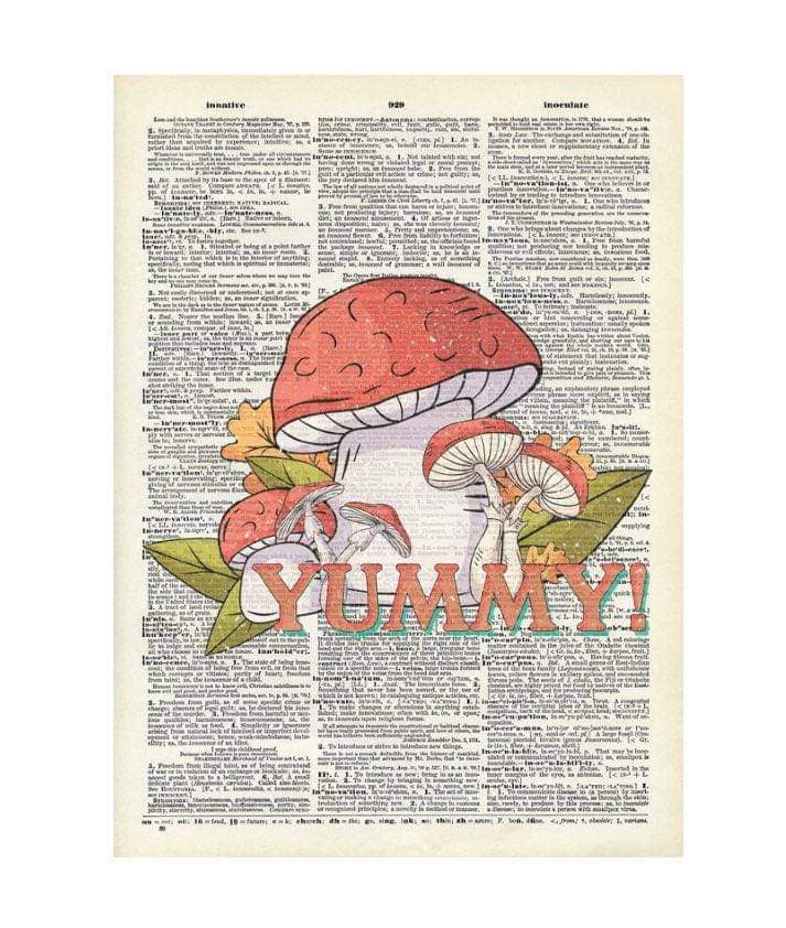 Crazilyhumbledesigns - Mushroom, Vintage Dictionary Print