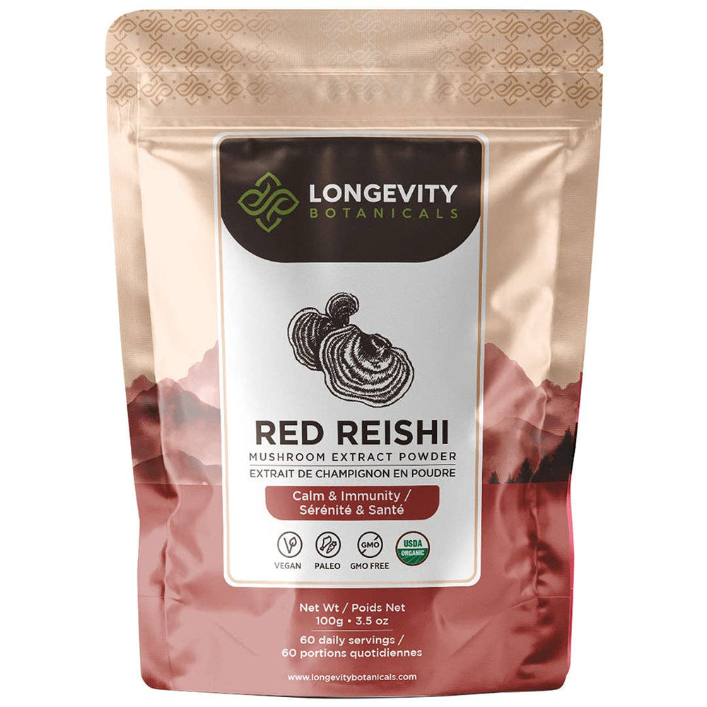 Longevity Botanicals - Organic Red Reishi (Ganoderma Lucidum) Mushroom Extract Powder