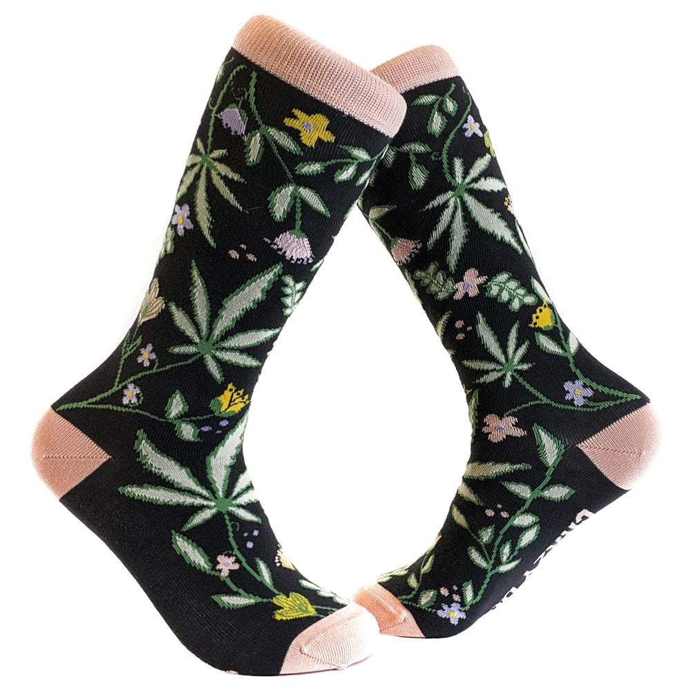 Women Flowers And Weed Socks Marijuana CBD Gift for Girls