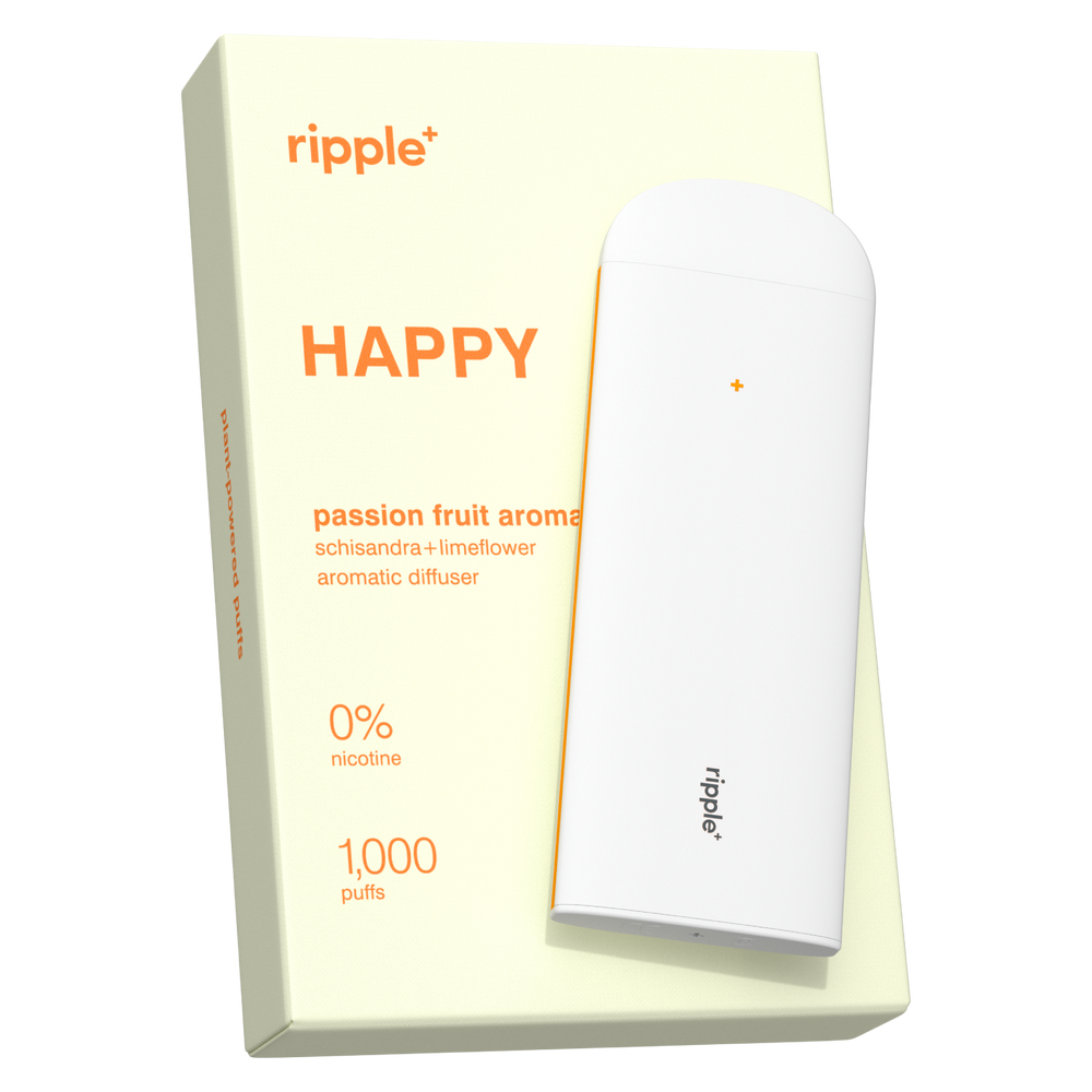 
                  
                    Ripple+ Happy - Passionfruit Zero Nicotine Diffuser - 1,000 Puffs: 40g
                  
                