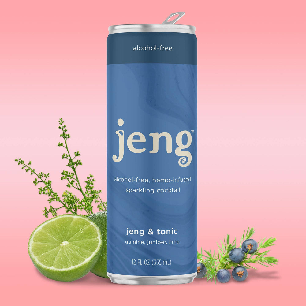 Jeng - Hemp Infused Alcohol-free Sparkling Cocktail Rhubarb & Cucumber